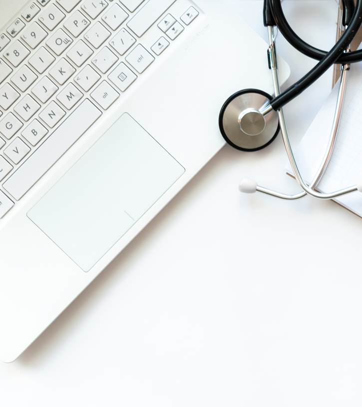 Laptop and stethoscope